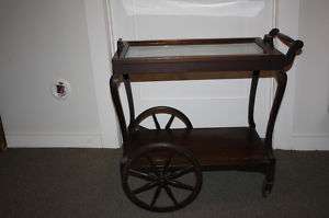Tea Cart, Mahogany with removable glass tray   Antique  