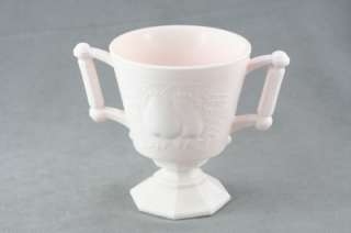 Vintage Jeannette Pink Milk Glass Footed Baltimore Pear Sugar Bowl 