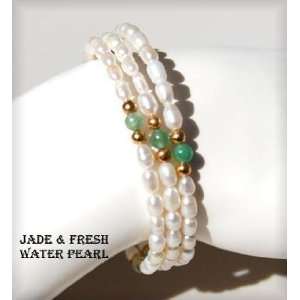   Bracelet Freshwater Pearl with Jade Stones BPRJADE15