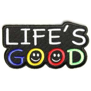 Lifes Good Patch, 3.5x1.5 in, embroidered iron on patch 
