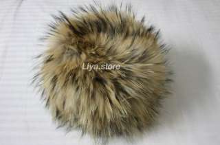 new womens genuine real racoon fur double side warm stretch hat cap 