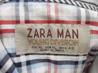 ZARA MAN YOUNG DIVISION Mens Plaid Shirt Sz XL  