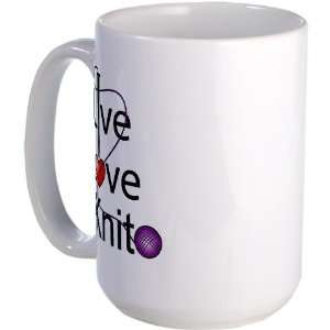Live Love KNIT Hobbies Large Mug by   Kitchen 