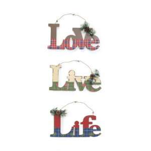  Pack of 6 Rustic Lodge Love/Life/Live Plaid Christmas 