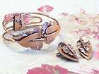 Rare Vintage RENOIR Copper Heart Leaf Hinged Clamper Bracelet 