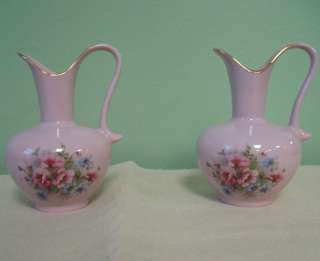 Lot of two PINK CHINA Small PITCHERS   1946 Leander RGK  