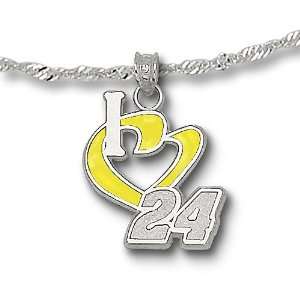 LogoArt Jeff Gordon I Heart Sterling Silver Driver Number Necklace 