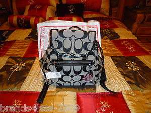 COACH Kyra Daisy Signature Black White Backpack Bag 16556 FREE 