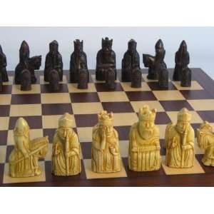 Worldwise Resin Isle of Lewis Chessmen with Rosewood Chessboard and 3 