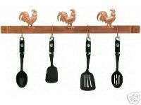 FRENCH COUNTRY ROOSTER POT/UTENSIL WALL RACK/HOLDER NEW  