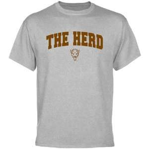 NCAA Marshall Thundering Herd Ash Mascot Arch T shirt 