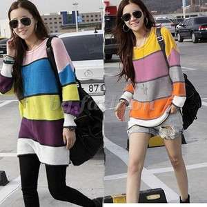    Colors Stripe Sweater Knitwear WOMENS Jumper Long Tops UK8 10  