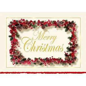  Birchcraft Studios 2560 Merry Christmas Greetings   Red Deckle Edge 