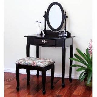 Frenchi Furniture 3 pcs Vanity Set with Queen Anne Design Rich Cherry 