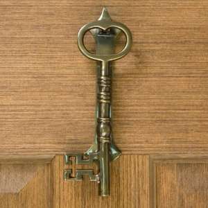  Large Key Door Knocker   Antique Brass