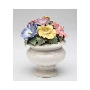  4.625 inch Rose And Pansy White Flower Pots Set Of Two 