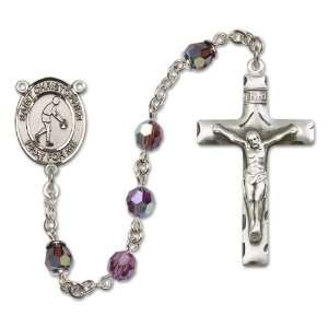  St. Christopher/Basketball Amethyst Rosary Jewelry