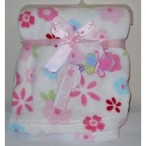  Baby Kiss Super Soft Blanket   Pink Flowers & Butterfly 