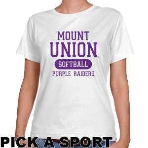 Mount Union Purple Raiders Ladies White Custom Sport Classic Fit T 