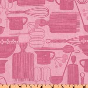  44 Wide Kitchy Kitchen Utensils Pink Fabric By The Yard 