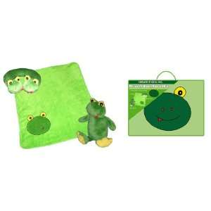  Kids Frog Travel kiti includes blanket, pillow and stuffed 