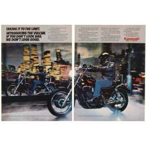  1985 Kawasaki Vulcan Motorcycle 2 Page Print Ad (24103 