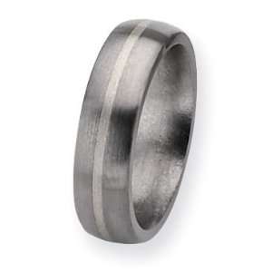  Contemporary Titanium Sterling Silver Inlay 6mm Satin Band 