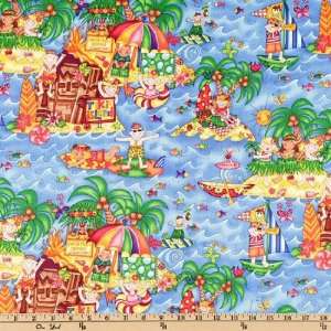 45 Wide Island Friends Island Hopping Blue Fabric By The 