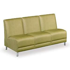  Armless Three Seat Sofa Designer Upholstery Denim Print 