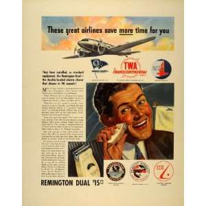 1941 Ad Remington Dual Electric Shaver Airline Insignia 
