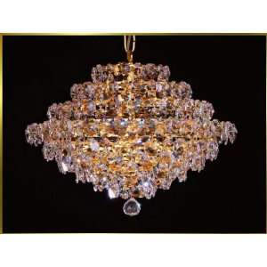 Small Crystal Chandelier, 4400 E 19, 9 lights, 24Kt Gold, 19 wide X 