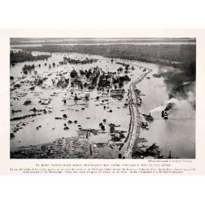  1927 Halftone Print Arkansas City Mississippi River Flood 