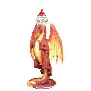  Red Dragon Candle Holder   Cold Cast Resin   8.5 Height 