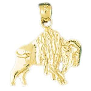  14kt Yellow Gold Bison Pendant Jewelry