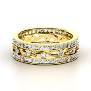  Sea Spray Band, 18K Yellow Gold Ring with Diamond Jewelry