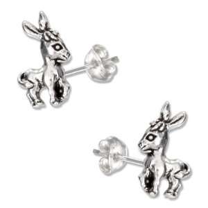  Sterling Silver Mini Little Donkey Earrings on Posts 
