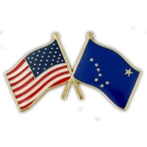  Alaska & USA Crossed Flag Pin Jewelry