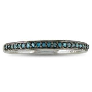   Gold Blue Diamond Eternity Band Ring. (1 Cttw, SI Clarity) Jewelry