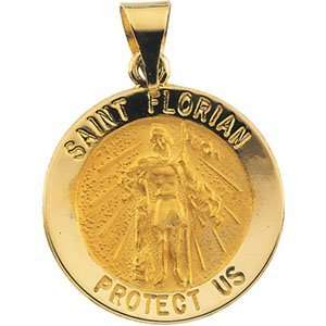   Gold Hollow Round St. Florian Medal 18.25mm   JewelryWeb Jewelry