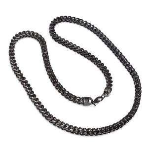   Steel Mens 5 mm wide 30 inch long Black Plated Hip Hop Franco Chain