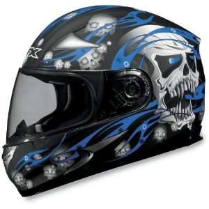 AFX FX 90 SKULLS MOTORCYCLE HELMET BLACK/BLUE SKULL XL 