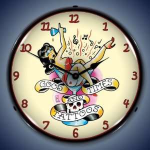  Girl Tattoo Lighted Business Clock