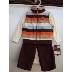 Carters Boys 3 piece Cotton/Polyester L/S Microfleece Vest, Bodysuit 