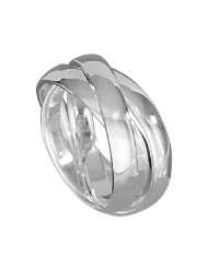 VINANI German 925 Sterling Silver Ring Triple Band for Women Round 