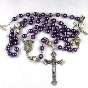   Violet ab crystal 8mm rosary and matching rosary bracelet Jewelry