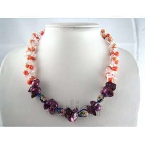   & Cloisonne 9mm Pink Freshwater Pearl Necklace J059