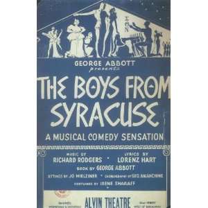  Boys From Syracuse, The Poster (Broadway) (11 x 17 Inches 