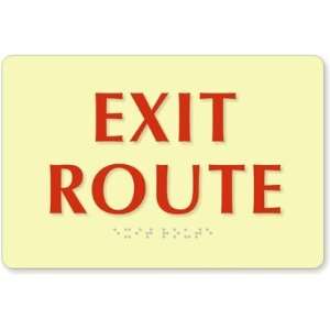  Exit Route TactileTouch Glow Sign, 9 x 6 Office 