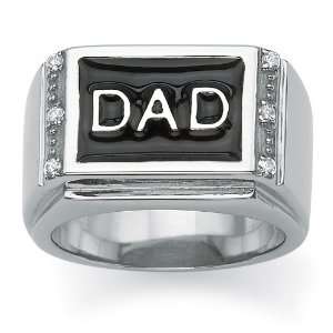   Jewelry Stainless Steel and Enamel Crystal DAD Ring Jewelry