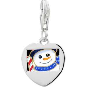 925 Sterling Silver Snowman And Halloween Candy Cane Photo Heart Frame 